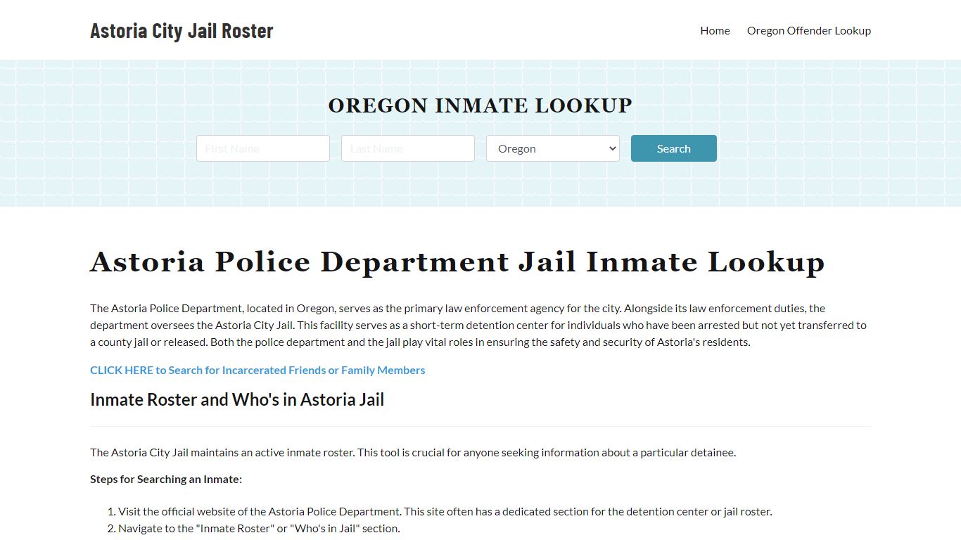 Astoria Police Department & City Jail, OR Inmate Roster, Arrests, Mugshots