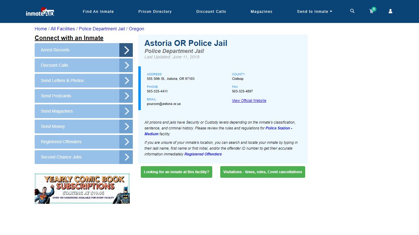 Astoria OR Police Jail & Inmate Search - Astoria, OR